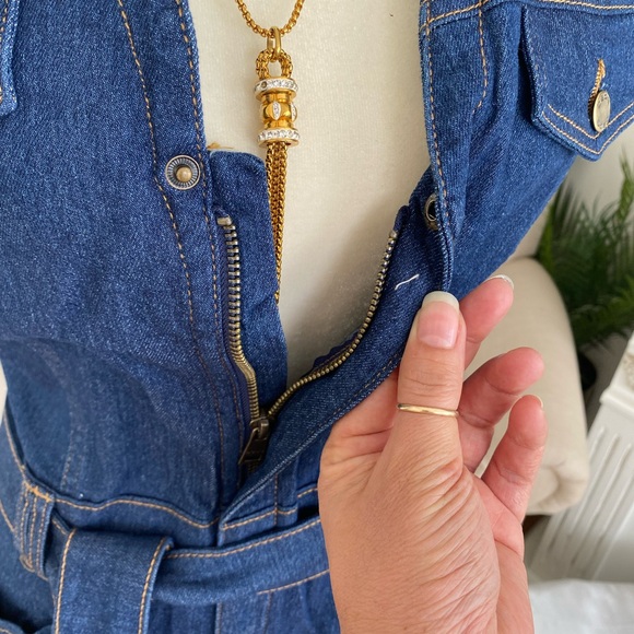 ZARA JUNIOR’S TIE FRONT DRESS WITH HIDDEN POCKET COLOR INDIGO WASH SIZE M - Picture 5 of 11